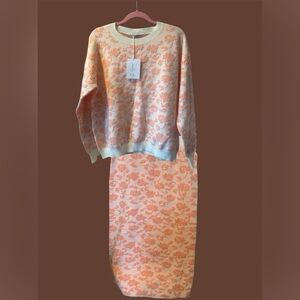 Polagram Gleave Weaved Sweater and Skirt Set (Top Small/ Bottom Medium)